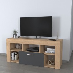 Έπιπλο τηλεόρασης Midili  χρώμα sapphire oak - ανθρακί 135x42x60,7εκ.