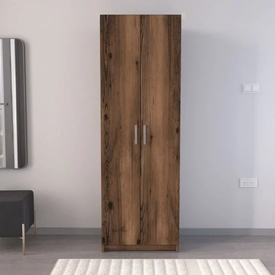 Παπουτσοθήκη Renso  δίφυλλη χρώμα καπνιστή καρυδιά 59,8x37,8x178,5εκ.