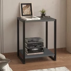 Κομοδίνο Gina  χρώμα ανθρακί - μαύρο 39x30x48εκ.