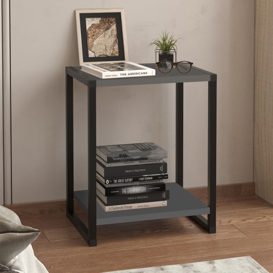 Κομοδίνο Gina χρώμα ανθρακί - μαύρο 39x30x48εκ. Κομοδίνο Gina χρώμα ανθρακί - μαύρο 39x30x48εκ.