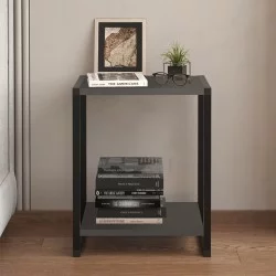 Κομοδίνο Gina  χρώμα ανθρακί - μαύρο 39x30x48εκ.