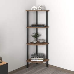 Βιβλιοθήκη γωνιακή Lela  χρώμα μαύρο - καπνιστή καρυδιά 34x34x125εκ.