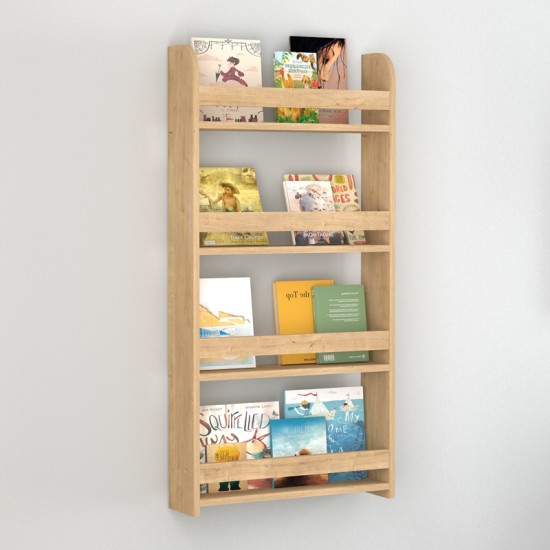 Επιτοίχια βιβλιοθήκη - ραφιέρα Montessori  χρώμα sapphire oak 60x15x120εκ.