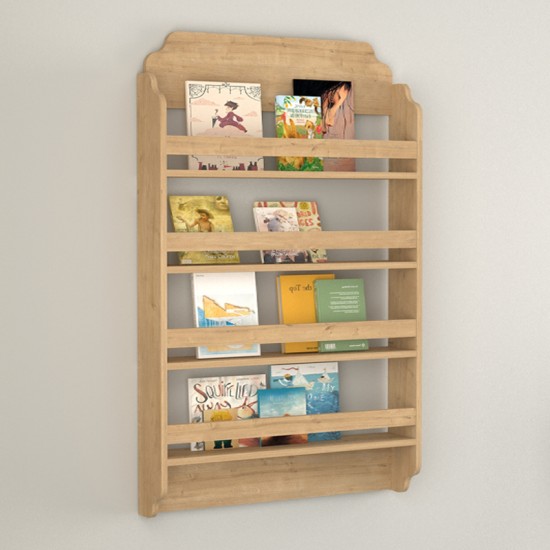 Επιτοίχια βιβλιοθήκη - ραφιέρα Montessori  χρώμα sapphire oak 80x15x132εκ.