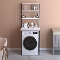 Έπιπλο πλυντηρίου Bobby  χρώμα λευκό 67x60x178εκ.