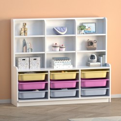 Βιβλιοθήκη Obia  με 9 συρτάρια χρώμα λευκό 132,6x30x115εκ.