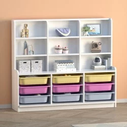 Βιβλιοθήκη Obia  με 9 συρτάρια χρώμα λευκό 132,6x30x115εκ.
