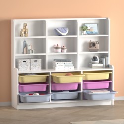 Βιβλιοθήκη Obia  με 9 συρτάρια χρώμα λευκό 132,6x30x115εκ.