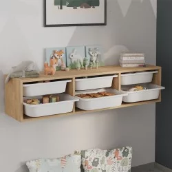 Συρταριέρα επιτοίχια Pavia  με 6 συρτάρια χρώμα sapphire oak 132x31x30,7εκ.