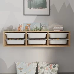 Συρταριέρα επιτοίχια Pavia  με 6 συρτάρια χρώμα sapphire oak 132x31x30,7εκ.