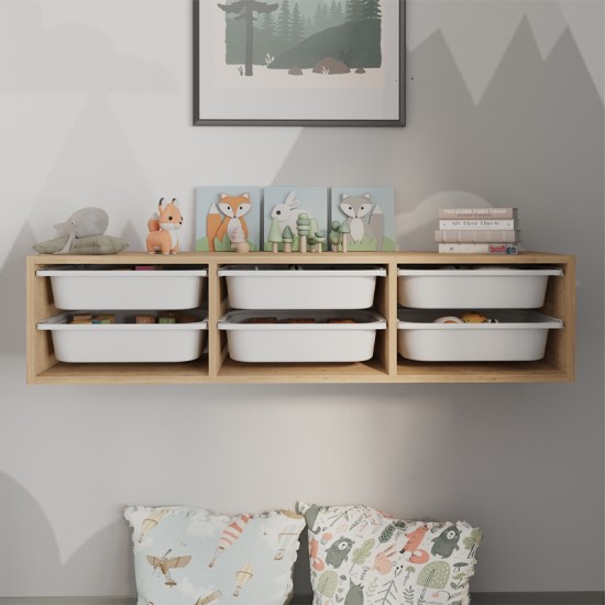 Συρταριέρα επιτοίχια Pavia  με 6 συρτάρια χρώμα sapphire oak 132x31x30,7εκ.