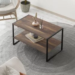 Τραπεζάκι σαλονιού Giza  χρώμα rustic καρυδί 90,2x50,3x50,4εκ.