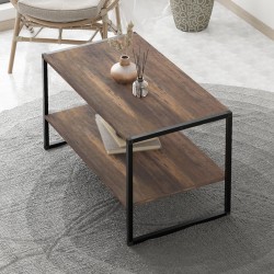 Τραπεζάκι σαλονιού Giza  χρώμα rustic καρυδί 90,2x50,3x50,4εκ.