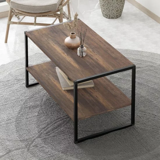 Τραπεζάκι σαλονιού Giza  χρώμα rustic καρυδί 90,2x50,3x50,4εκ.
