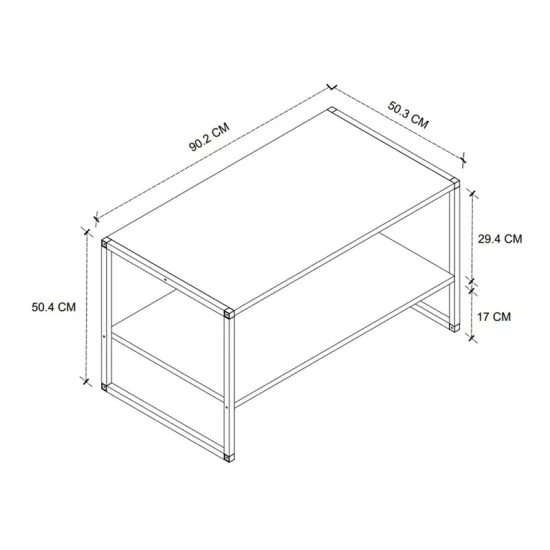 Τραπεζάκι σαλονιού Giza  χρώμα rustic καρυδί 90,2x50,3x50,4εκ.
