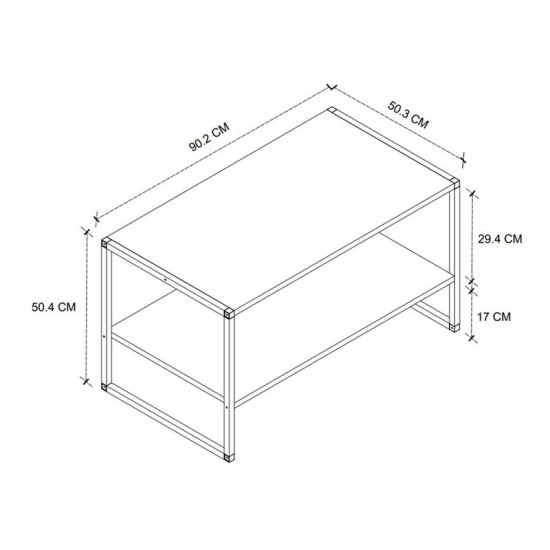 Τραπεζάκι σαλονιού Giza  χρώμα rustic καρυδί 90,2x50,3x50,4εκ.