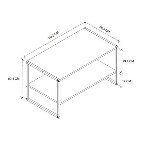 Τραπεζάκι σαλονιού Giza  χρώμα rustic καρυδί 90,2x50,3x50,4εκ.