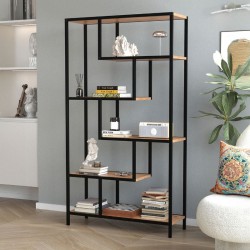 Βιβλιοθήκη Larissa  χρώμα μαύρο - pine oak 90x30x159εκ.