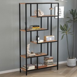 Βιβλιοθήκη Larissa  χρώμα μαύρο - pine oak 90x30x159εκ.