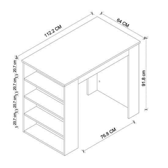 Τραπέζι μπαρ Toska  χρώμα pine oak 112,2x64x91,8εκ.
