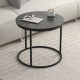 Τραπεζάκι σαλονιού σετ 2 τμχ Hilal  χρώμα μαύρο εφέ μαρμάρου Ø66x49,5εκ.