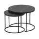 Τραπεζάκι σαλονιού σετ 2 τμχ Hilal  χρώμα μαύρο εφέ μαρμάρου Ø66x49,5εκ.