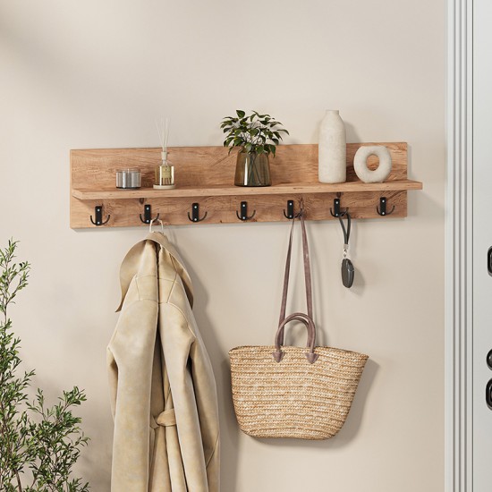 Κρεμάστρα τοίχου Kery  χρώμα pine oak 91x11x20εκ.