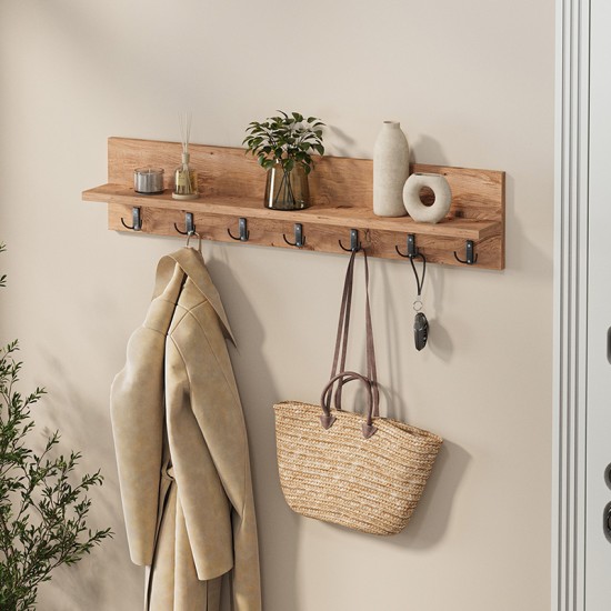 Κρεμάστρα τοίχου Kery  χρώμα pine oak 91x11x20εκ.