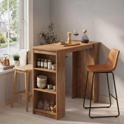 Τραπέζι μπαρ Toska  χρώμα pine oak 120x50x103,6εκ.