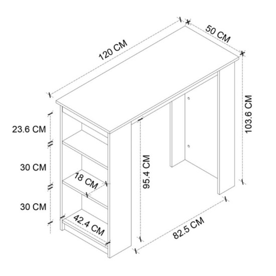 Τραπέζι μπαρ Toska  χρώμα pine oak 120x50x103,6εκ.