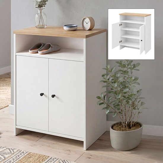 Παπουτσοθήκη - Ντουλάπι Efsun  χρώμα λευκό - sapphire oak 62x35x86εκ.