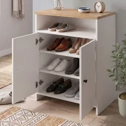 Παπουτσοθήκη - Ντουλάπι Efsun  χρώμα λευκό - sapphire oak 62x35x86εκ.