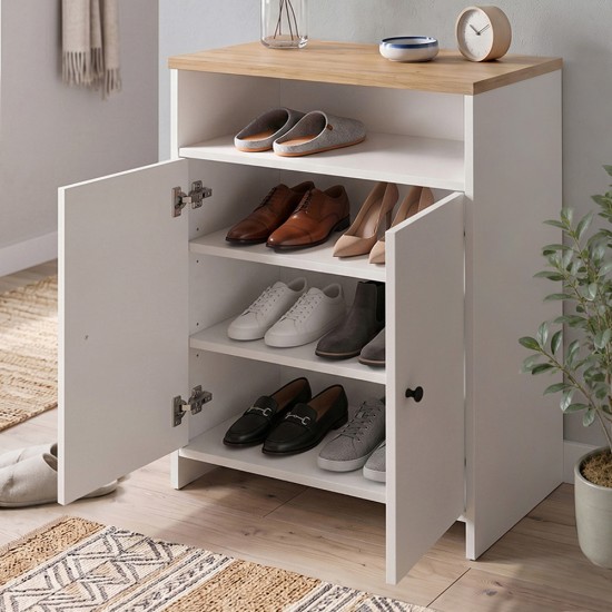 Παπουτσοθήκη - Ντουλάπι Efsun  χρώμα λευκό - sapphire oak 62x35x86εκ.