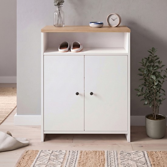 Παπουτσοθήκη - Ντουλάπι Efsun  χρώμα λευκό - sapphire oak 62x35x86εκ.