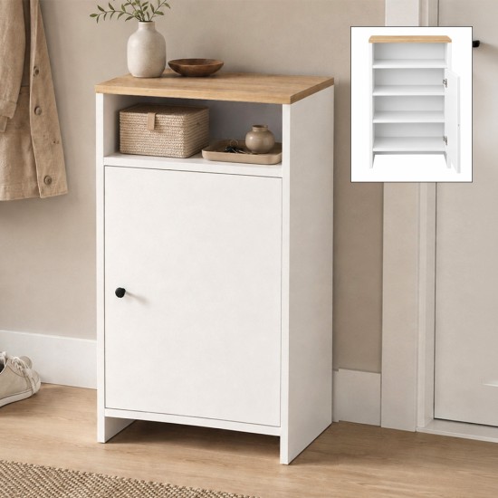 Παπουτσοθήκη - Ντουλάπι Talsa  χρώμα λευκό - sapphire oak 50x35,3x86εκ.