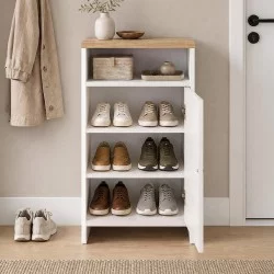 Παπουτσοθήκη - Ντουλάπι Talsa  χρώμα λευκό - sapphire oak 50x35,3x86εκ.