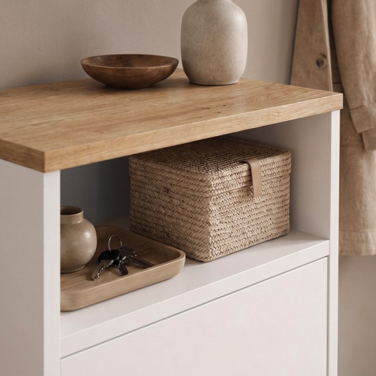 Παπουτσοθήκη - Ντουλάπι Talsa  χρώμα λευκό - sapphire oak 50x35,3x86εκ.
