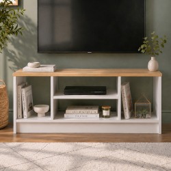 Έπιπλο τηλεόρασης Bahama  χρώμα λευκό - sapphire oak 120x35x46,5εκ.