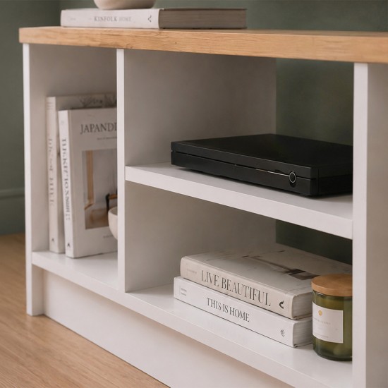 Έπιπλο τηλεόρασης Bahama  χρώμα λευκό - sapphire oak 120x35x46,5εκ.