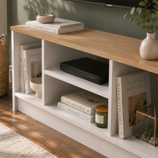 Έπιπλο τηλεόρασης Bahama  χρώμα λευκό - sapphire oak 120x35x46,5εκ.