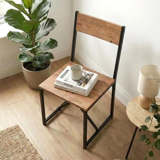 Καρέκλα τραπεζαρίας Maysa  χρώμα μαύρο - pine oak 40,2x42,5x84,7εκ.