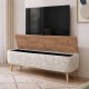 Έπιπλο τηλεόρασης Luno  ύφασμα teddy χρώμα λευκό - pine oak 120x30x45εκ.