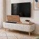 Έπιπλο τηλεόρασης Luno  ύφασμα teddy χρώμα λευκό - pine oak 120x30x45εκ.