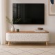 Έπιπλο τηλεόρασης Luno  ύφασμα teddy χρώμα λευκό - pine oak 120x30x45εκ.