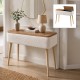 Κονσόλα Luno  ύφασμα teddy χρώμα λευκό - pine oak 90x30x90εκ.