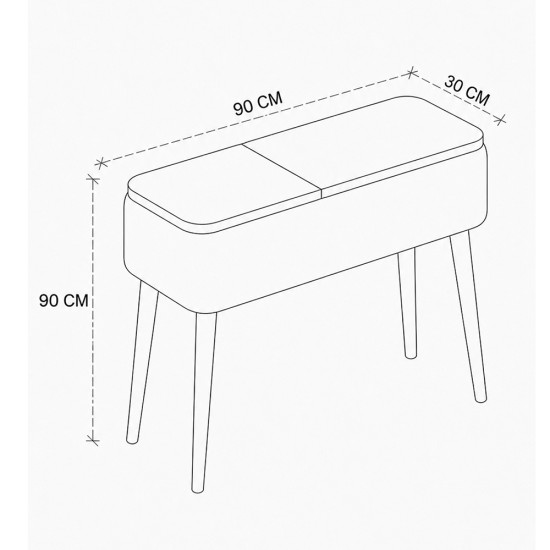 Κονσόλα Luno  ύφασμα teddy χρώμα λευκό - pine oak 90x30x90εκ.