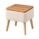 Κομοδίνο Nivo  ύφασμα teddy χρώμα λευκό - pine oak 45x35x45εκ.