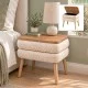 Κομοδίνο Nivo  ύφασμα teddy χρώμα λευκό - pine oak 50x45x45εκ.