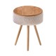 Τραπεζάκι βοηθητικό Luno  ύφασμα teddy χρώμα λευκό - pine oak Ø33x50εκ.