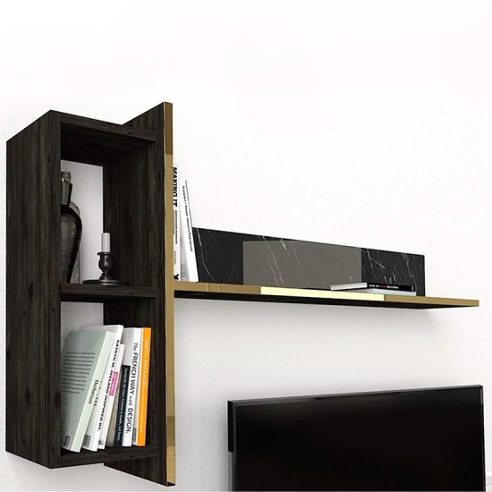 Σύνθεση τηλεόρασης Veyron  χρώμα μαύρο rebab - μαύρο εφέ μαρμάρου 180x33x45εκ.